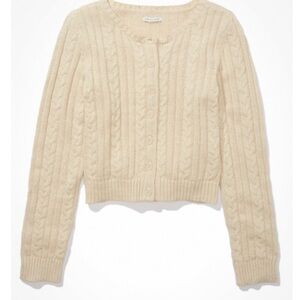 American Eagle Outfitters Cream Cable Knit Cardigan and top